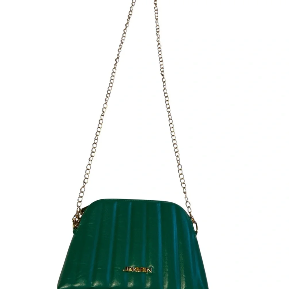 Emerald Green Quilted Crossbody Bag Gold Chain Small Chic Shoulder Purse